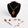Grp: Art Nouveau Amber Sterling Silver Jewelry & Accessories