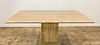 ARTEDI STYLE TRAVERTINE AND BRASS DINING TABLE