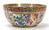LARGE, CHINESE FAMILLE ROSE CANTON PUNCH BOWL 18"