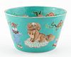 CHINESE PORCELAIN TURQUOISE GROUND BOWL W/ DOGS