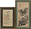 TWO CHINESE PAINTINGS ON SILK, FIGURAL & LANDSCAPE