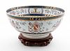 LARGE FRENCH ARMORIAL PORCELAIN PUNCH BOWL & STAND