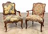 TWO FRENCH STYLE UPHOLSTERED ARMCHAIRS
