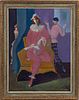 ROMAN CHATOV SIGNED OIL, COLORFUL JESTERS