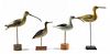COLLECTION OF FOUR SHOREBIRDS ON STANDS