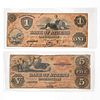"BANK OF ATHENS" OBSOLETE NOTES, 1859 $1 & $5