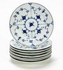 EIGHT "BLUE FLUTED" BREAD & BUTTER PLATES