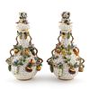 PAIR, EARLY MEISSEN SNOWBALL COVERED URNS