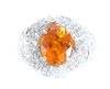 18K WG Orange Spessartite Garnet & Diamond Ring