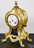 French Victor Reclus gilt iron shelf clock, 12'' h.