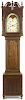 American Sheraton mahogany tall case clock, early 19th c., with a painted dial, 95'' h.