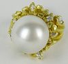 Lady's vintage Morelli signed 16mm South Sea pearl and 18 karat yellow gold ring.