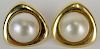 Vintage 14 Karat Yellow Gold and Mabe Pearl Earrings.