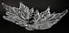 Lalique France frosted and clear crystal centerpiece in the "Chene" pattern.