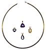 14k Gold and Gemstone Pendant and Omega Necklace Assortment
