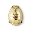 Georg Jensen 18kt Gold Egg Bonbonniere with Ruby, Green & Black Agate Stones