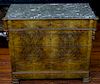 Antique French Louis Phillipe Burl Walnut Marble Topped Chest of Drawers. Variegated Marble Top.