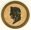 Antique Bronze Relief "Profile of Napoleon" Mounted on Rouge Marble.