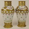 Pair of 19/20th century French Sevres gilt bronze mounted porcelain vases.