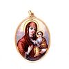 14K Lady Mary & Baby Jesus Enamel Pendant