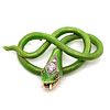 Victorian 18k Enamel Diamond Snake Pendant