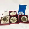Five Franklin Mint Norman Rockwell Sterling Silver Commemorative Christmas Plates