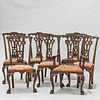 Set of Seven Chippendale-style Carved Mahogany Dining Chairs