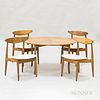Danish Modern Teak Dining Table and a Set of Four Chairs