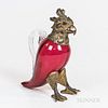 Continental Bronze-mounted Ruby Glass Parrot-form Decanter