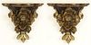 Pair of Carved Gilt Wood Wall Brackets. Floral Design.