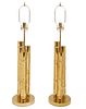 Pr. Italian Faux Bamboo Brass Table Lamps
