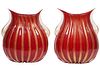 Pr. Pino Signoretto Murano Red & Gold Glass Vases