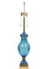 Vintage Seguso Blue Murano Marbro Table Lamp