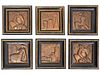 6 WPA Bronze and Copper Framed Sculptural Reliefs