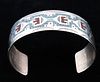Navajo R. Begay Turquoise & Coral Chip Inlay Cuff