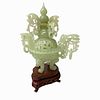 Chinese Jade Statue on Wooden Stand