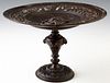 Patinated Bronze Baroque Style Tazza, early 20th c., the pierced concave top with a central relief Northwind face, on a tapered supp...