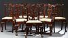 Set of Eight (6 +2) Carved Mahogany Chippendale Style Dining Chairs, the shell carved crest rail above a pierced backsplat, to a wid...