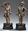 Pair of Large Copper Plated Spelter Figures, late 19th c., of Don Caesar and Don Juan, on shaped stepped iron bases, now mounted as...