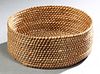 Large Coushatta Open Coiled Pine Straw Basket, 20th c., H.- 4 in., Dia.- 10 in.