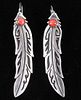 Navajo T&R Singer Sterling & Coral Feather Earring