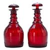 PAIR OF AMERICAN CRANBERRY GLASS DECANTERS