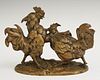 After Alphonse Alexandre Arson (1822-1880, French), "The Cock Fight," 19th c., patinated bronze, signed "Arson" top right front of i...