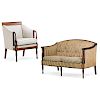 FEDERAL STYLE MAHOGANY SETTEE AND ARMCHAIR