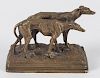 Alfred Dubucand (French 1828-1894), bronze of two greyhounds, 3 3/4'' h. and 5 1/4'' w.