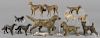 Thirteen painted metal dogs, tallest - 4''.