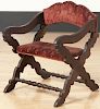 Italian walnut metamorphic chair, prie dieu. Provenance: DeHoogh Gallery, Philadelphia.