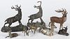 Assorted metal deer and stag figures, early 20th c., largest - 8 3/4'' h., 6 1/2'' w.