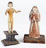 Two South American carved and painted Bultos, 19th c., 11'' h. and 12 1/4'' h.