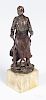 Italian bronze figure of a blacksmith, 20th c., on a marble base, 6 1/2'' h.